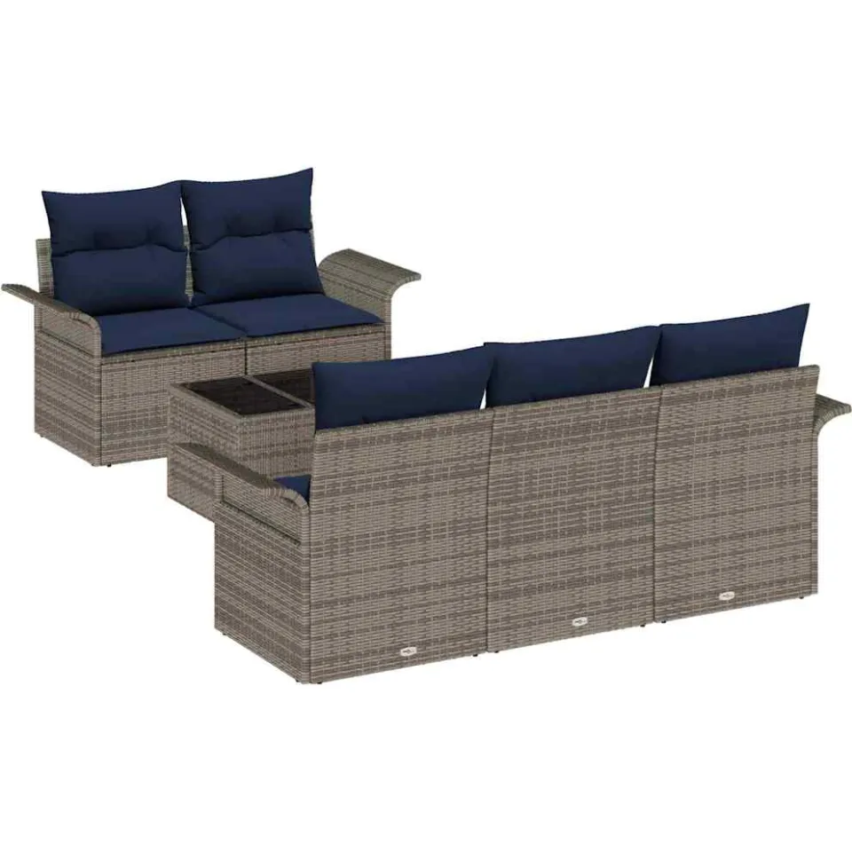 vidaXL Tuin Sofa Set 6 st Grijs poly rattan