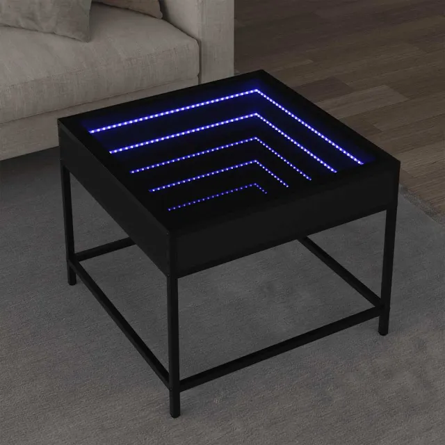vidaXL Salontafel met Infinity LED 50x50x41 cm zwart, foto 2