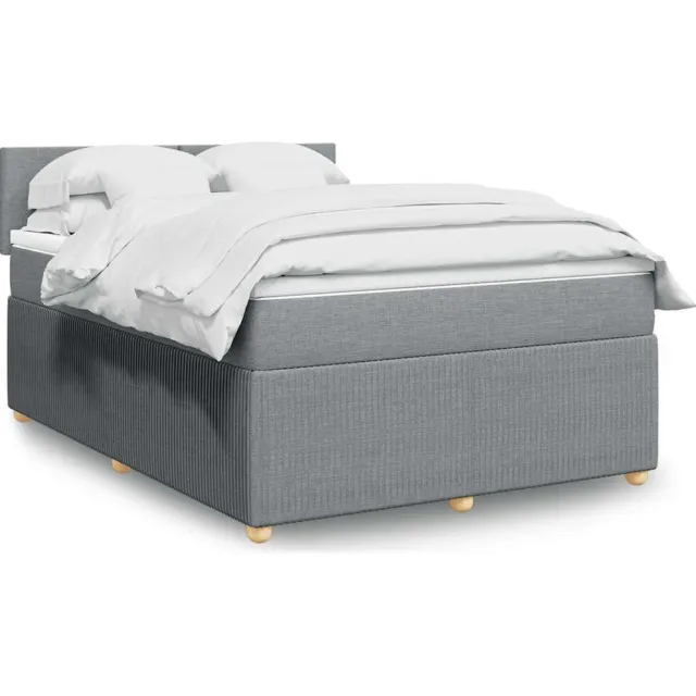 vidaXL Boxspring met matras stof lichtgrijs 140x200 cm grijs