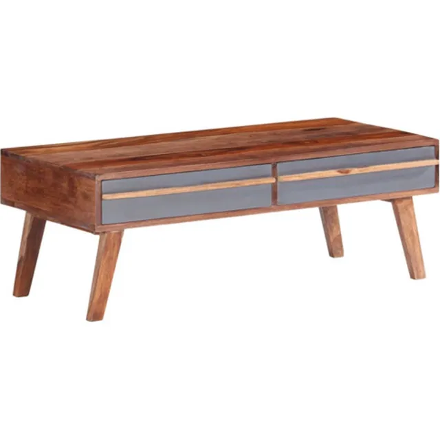 vidaXL Salontafel - 110x50x40 - cm - massief - hout - grijs