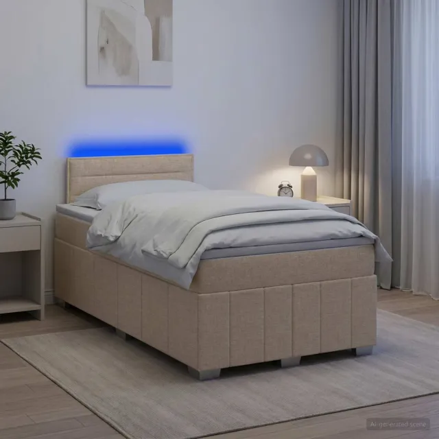 vidaXL Boxspringbed met matras Crèmekleurig 120 x 190 cm Stof