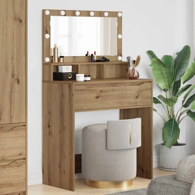 vidaXL Slaapkamer Kaptafels Artisanaal eiken 80 x 39,5 x 135 cm Bruin