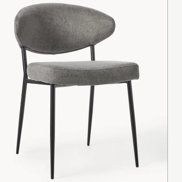 Westwing Collection Gestoffeerde stoelen Adele, 2 stuks Grijs, Zwart
