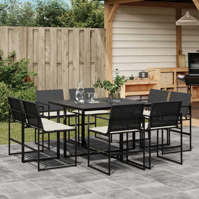 vidaXL 9-delige Tuinset poly rattan zwart, foto 2