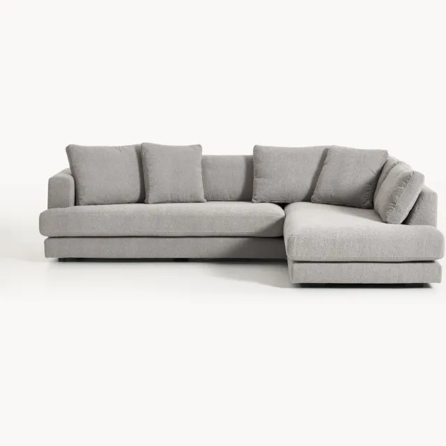 Westwing Collection Bouclé hoekbank Tribeca Grijs
