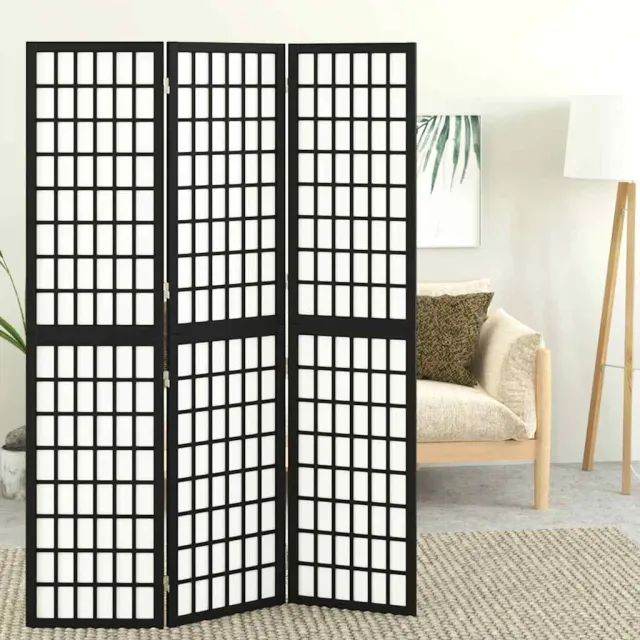 vidaXL Kamerscherm inklapbaar 3 panelen Japanse stijl 120x170 cm zwart, foto 2