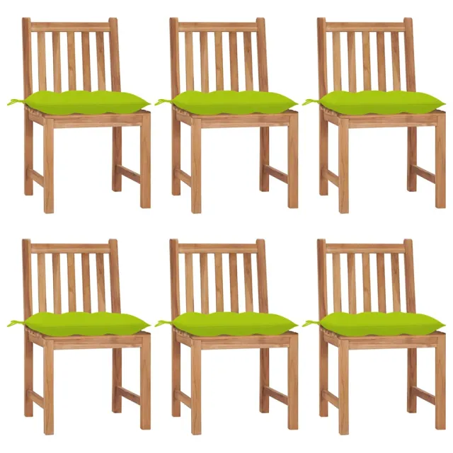 vidaXL Tuinstoelen 6 st met kussens massief teakhout Groen
