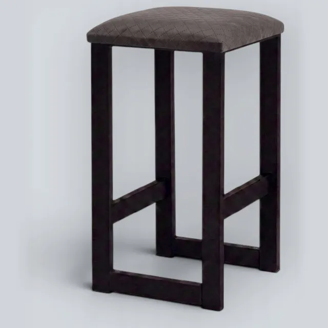 Taborecik Stijlvolle zwarte metalen kruk 64 cm met donkergrijs velours zitting