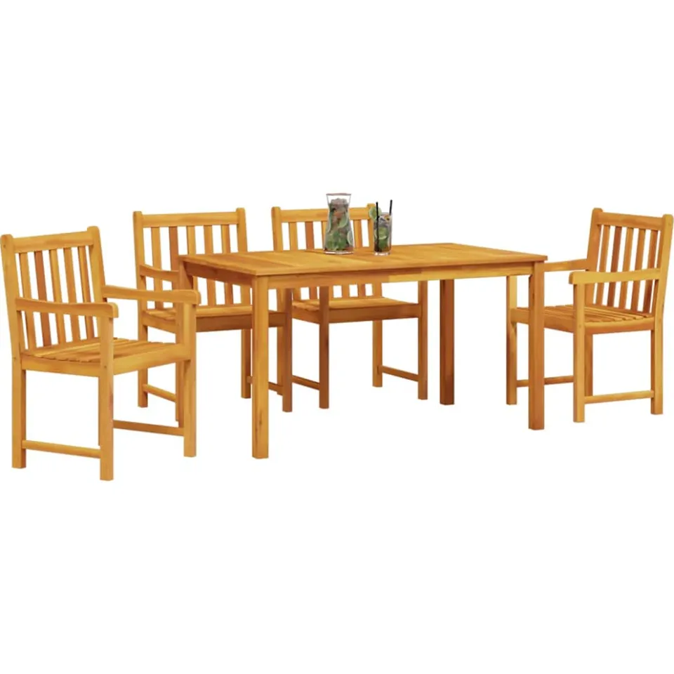 vidaXL Tuin eettafelset 5 st Bruin Massief Acaciahout