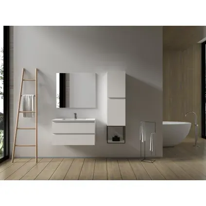 AquaVive - Praxis Eigen Merk Aquazuro Wastafelonderkast Napoli 90cm - Hoogglans Wit Glanzend - Met 2 Lades, foto 2