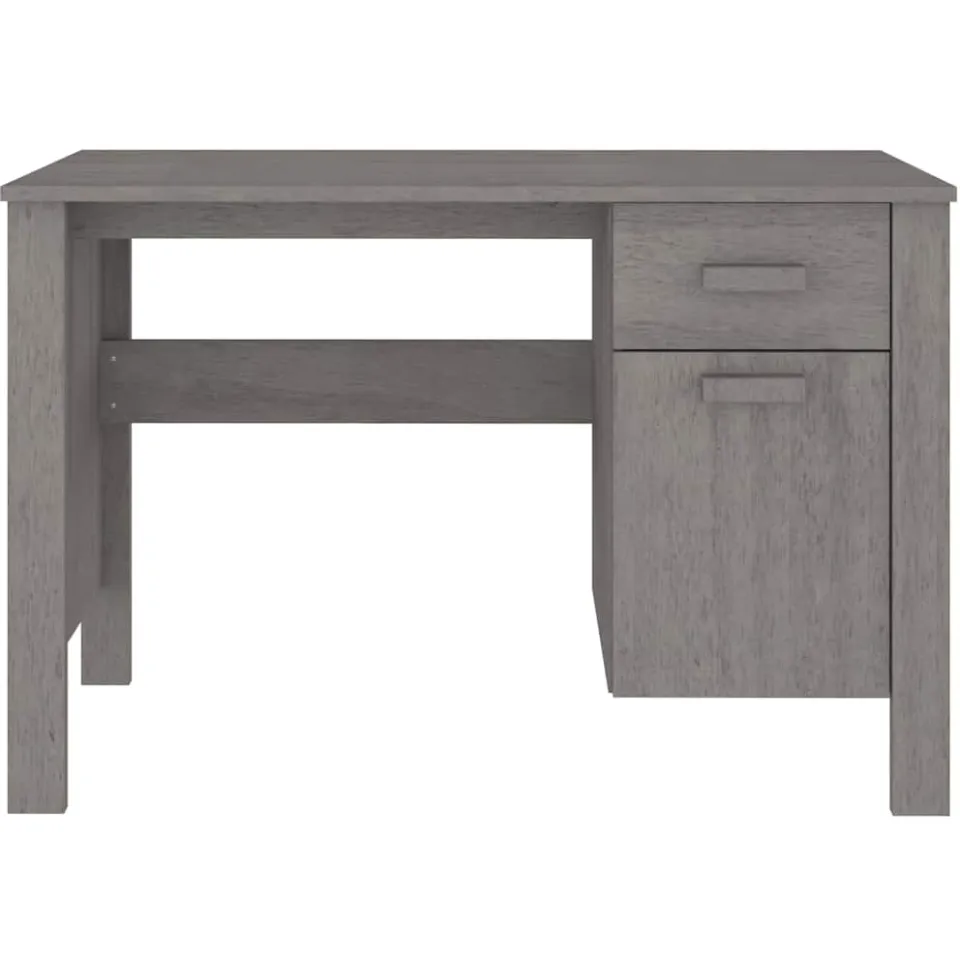 vidaXL Bureau HAMAR 113x50x75 cm massief grenenhout lichtgrijs grijs, foto 4