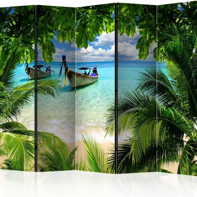 karo-art Vouwscherm - Tropisch paradijs 225x172cm , gemonteerd geleverd, dubbelzijdig geprint (kamerscherm) Multikleur