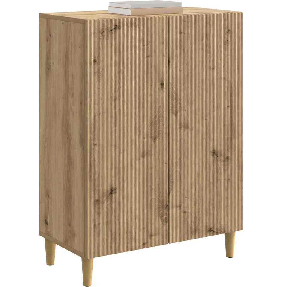 vidaXL Dressoir Artisanaal eiken 66 x 34,5 x 90 cm Bewerkt hout Bruin