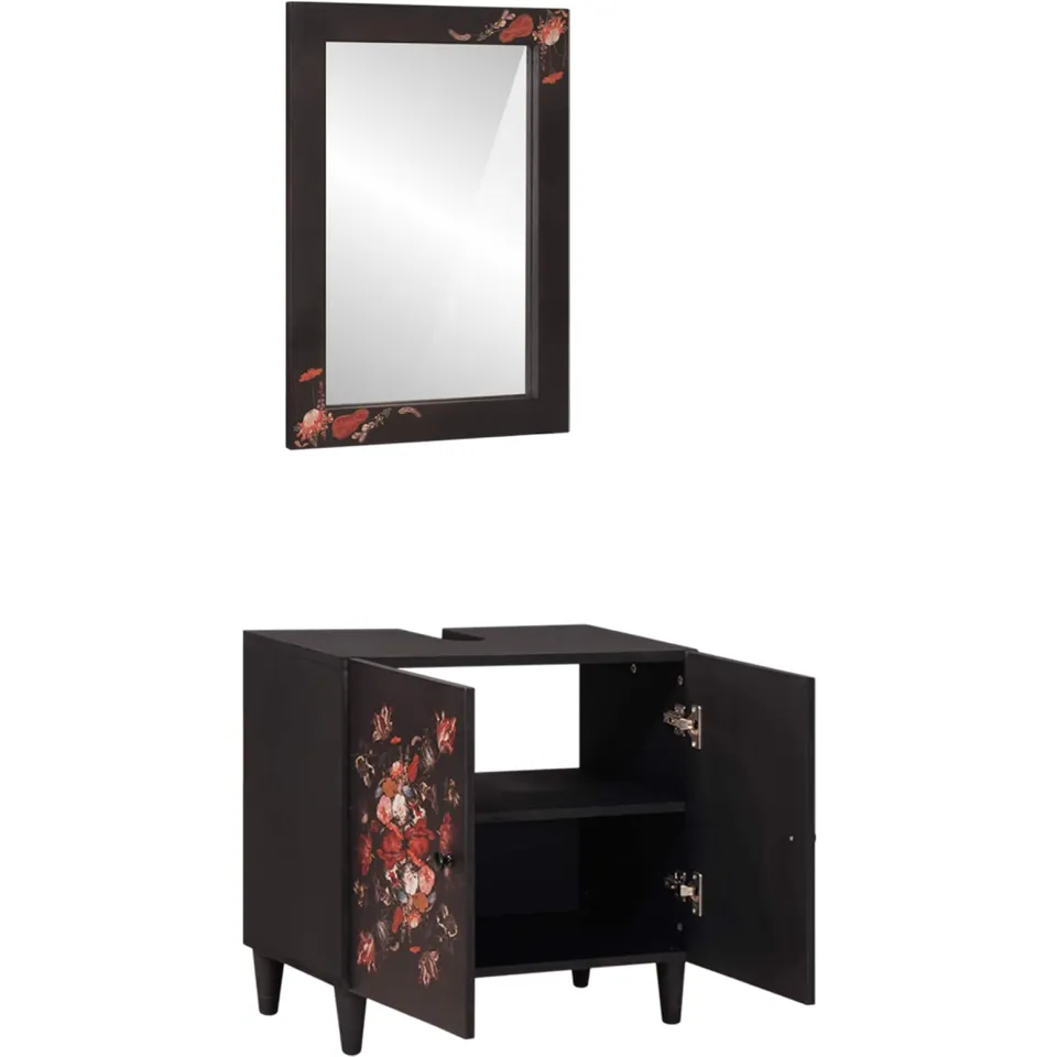 vidaXL Badkamerkastenset 2 st 62 x 33 x 58 cm Massief Mango Hout bruin, foto 2