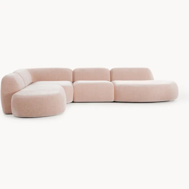 Westwing Collection XL modulaire hoekbank Wolke met chaise longue Roze
