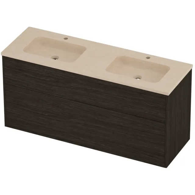 Proline Rollo Badmeubelset Hardsteen Elegant 2 Laden 140x46x67 cm Sand Stone Mokka Oak Eiken