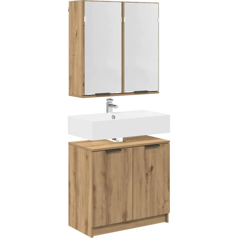 vidaXL Badkamerkastenset 2 st Artisan Eiken Bewerkt hout Bruin