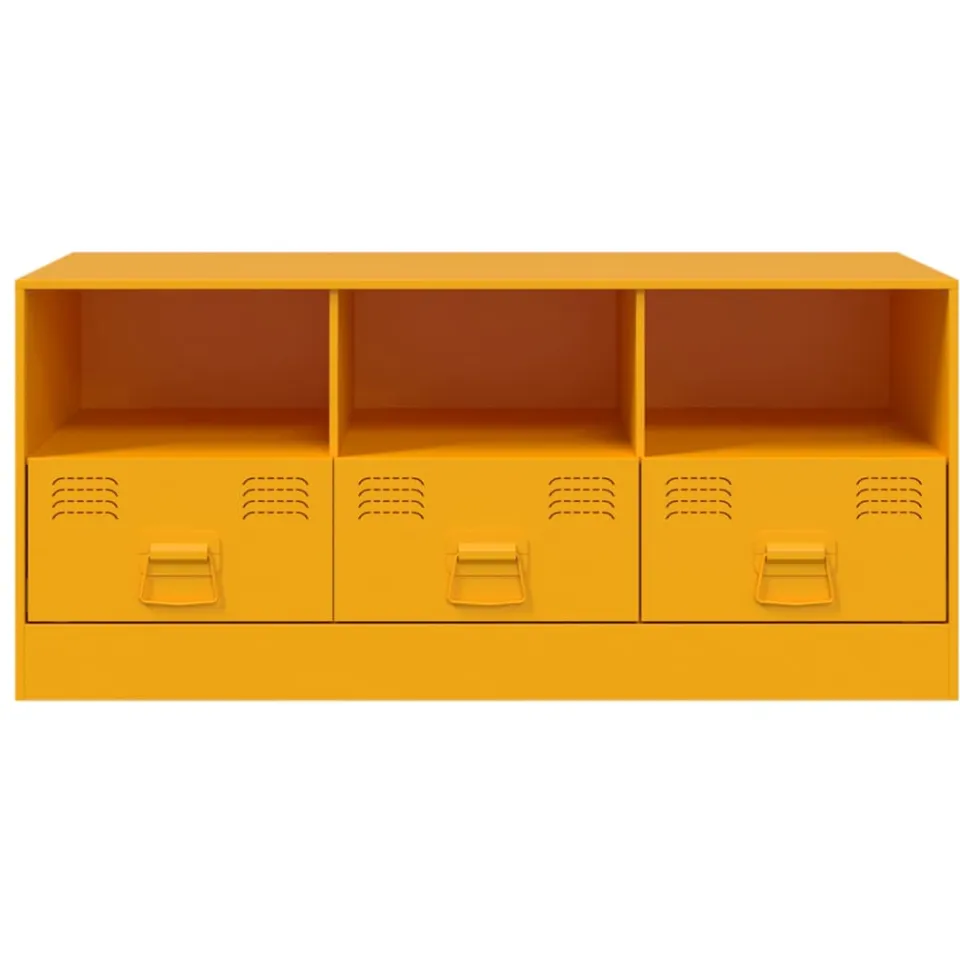 vidaXL Tv-meubel 99x39x44 cm staal mosterdgeel, foto 4