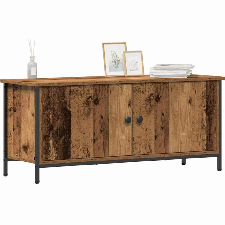 vidaXL TV-kast 100 x 35 x 45 cm Oud Hout Bewerkt hout Bruin