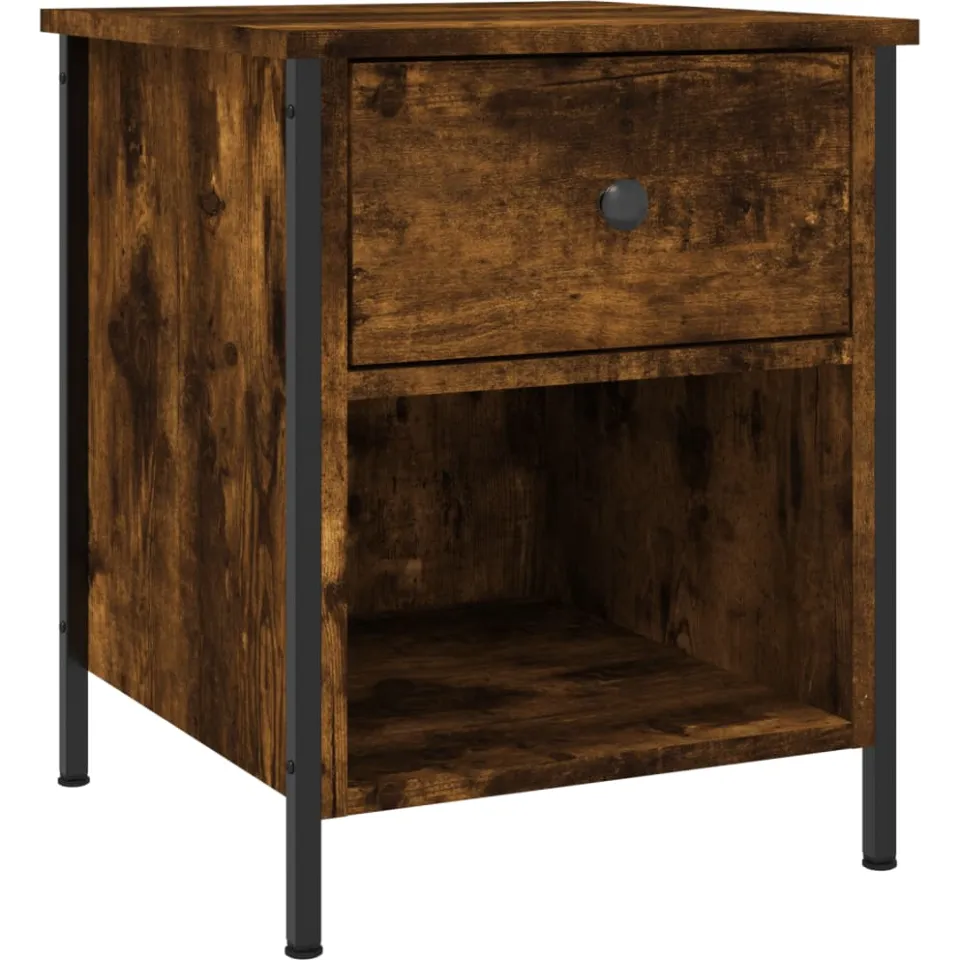 vidaXL Nachtkastje 40x42x50 cm bewerkt hout gerookt eikenkleurig, foto 3