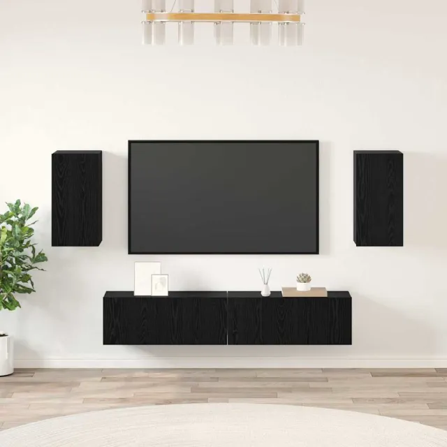 vidaXL Tv-meubelset 4 st 80 x 30 x 30 cm Zwart Eiken, foto 2