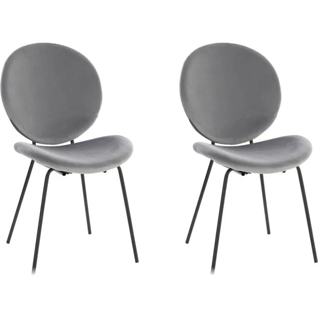 Notio Living Clive-Stoel - Set van 2 - Grijs Velours