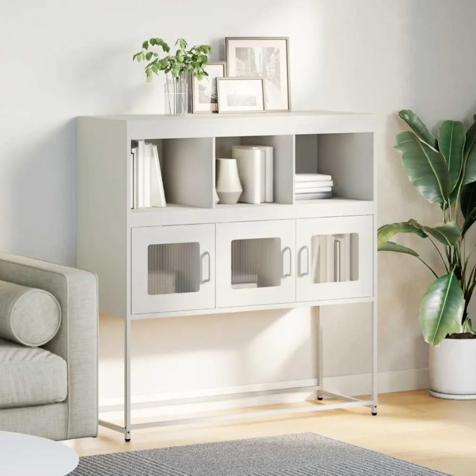 vidaXL Dressoir 100,5x39x107 cm koudgewalst staal wit, foto 2