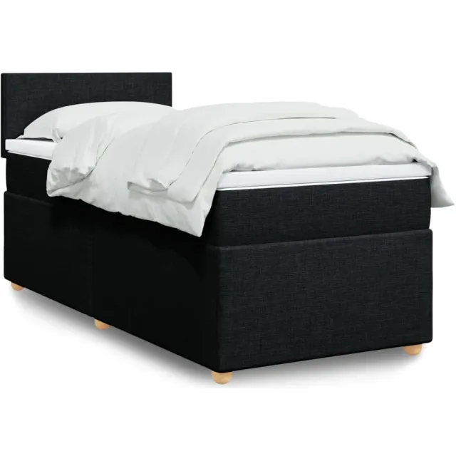 vidaXL Boxspring met matras stof zwart 90x190 cm