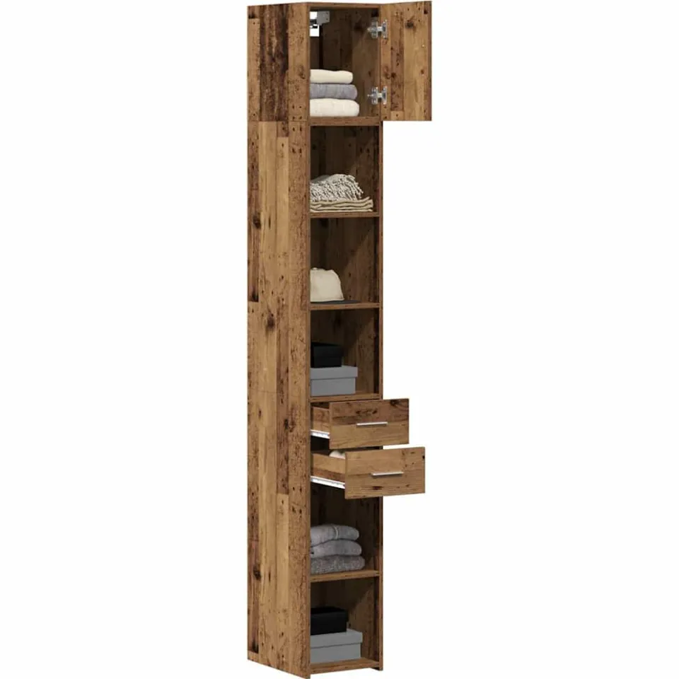 vidaXL Opbergkast 2 st Oudhout 30 x 42,5 x 225 cm Bruin