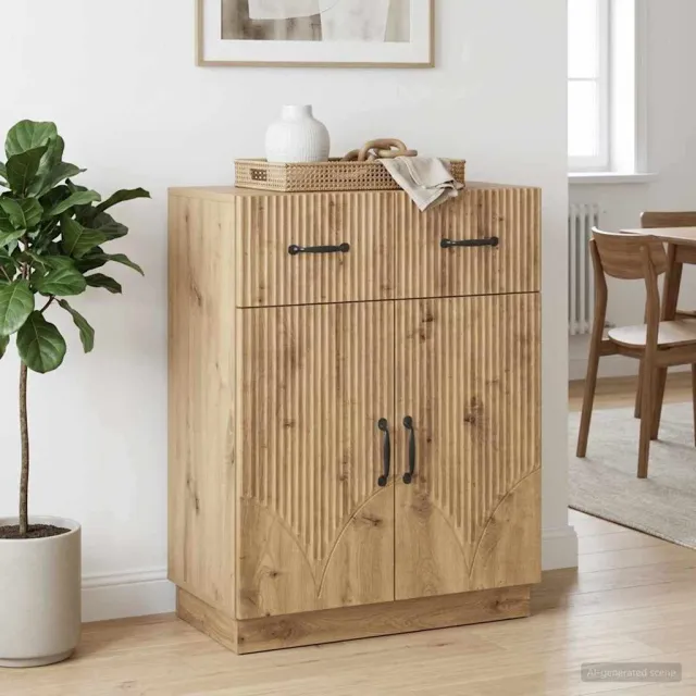 vidaXL Dressoir Artisanaal eiken 66 x 34,5 x 87 cm Bewerkt hout Bruin