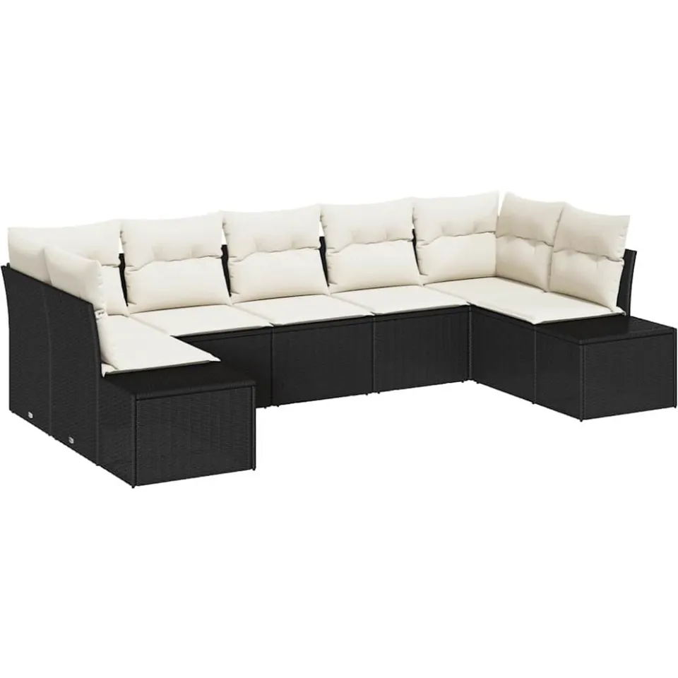 vidaXL Tuin Sofa Set 7 st Zwart poly rattan