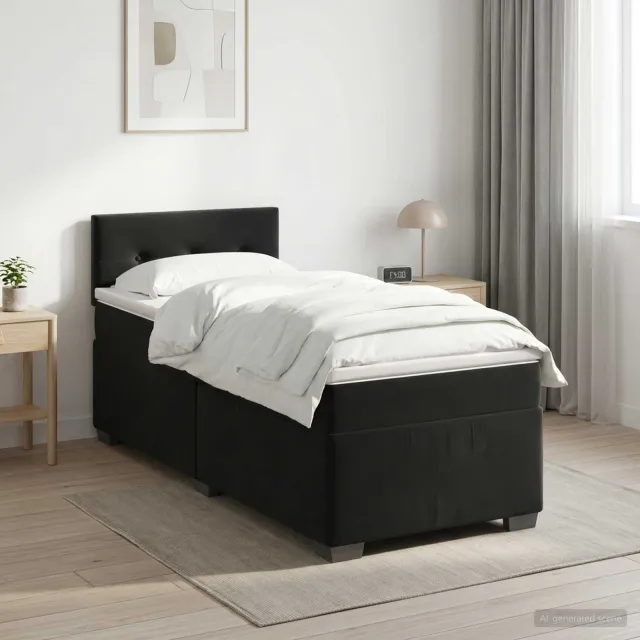 vidaXL Boxspringbed met matras Zwart 90 x 190 cm Fluweel