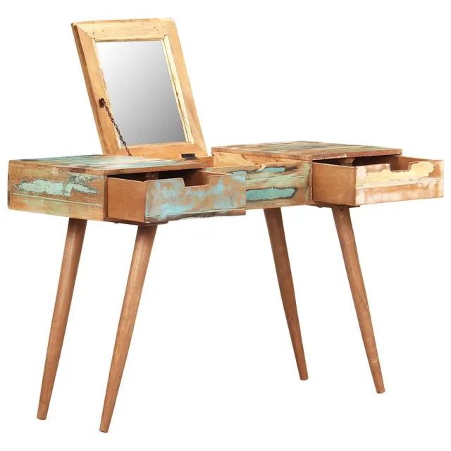 vidaXL Kaptafel met spiegel 112x45x76 cm massief gerecycled hout Bruin
