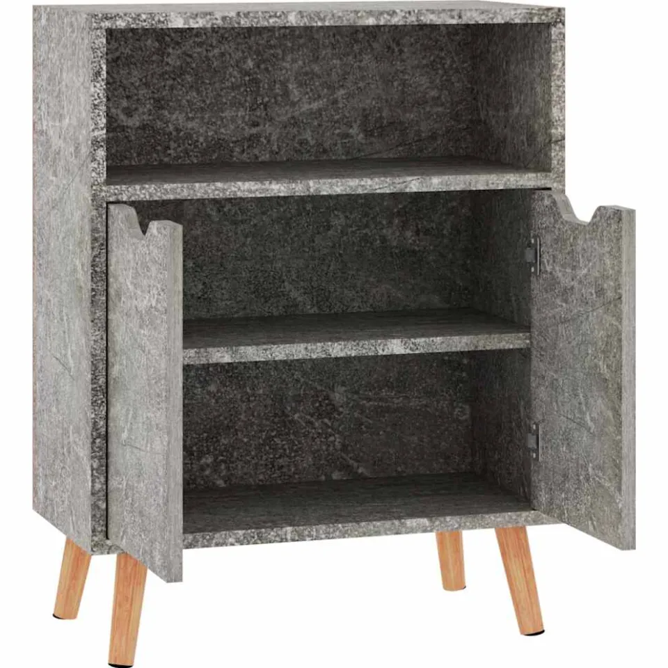 vidaXL Dressoir 60x30x72 cm bewerkt hout betongrijs grijs, foto 4