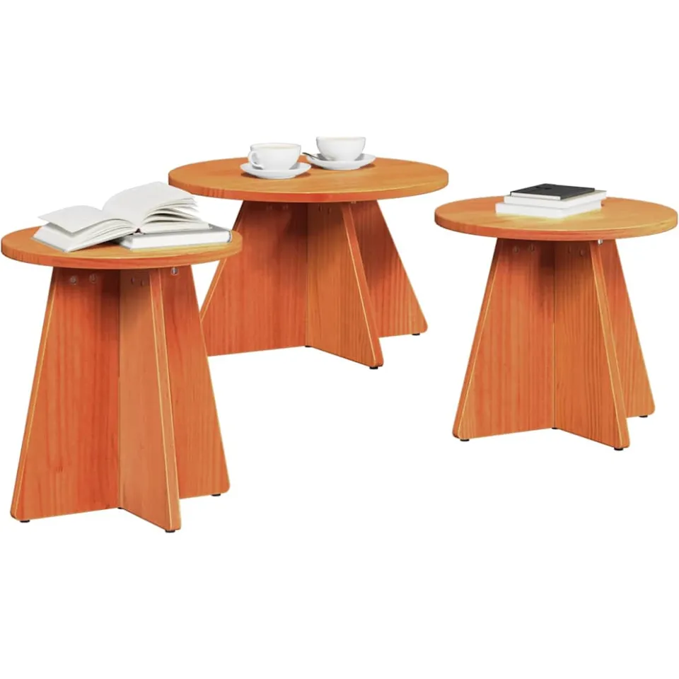 vidaXL Salontafel 3 st Wasbruin 49 x 49 x 30 cm