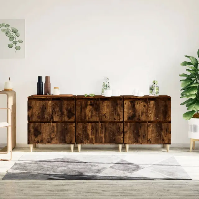 vidaXL Dressoirs 3 st 60x35x70 cm bewerkt hout gerookt eikenkleurig, foto 2