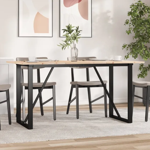 vidaXL Eettafel O-frame 160x80x75 cm massief grenenhout en staal Bruin
