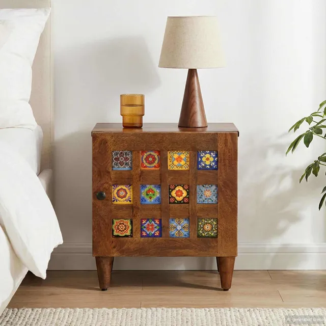 vidaXL Nachtkastje Bruin 40 x 33 x 46 cm Massief Mango Hout, foto 2