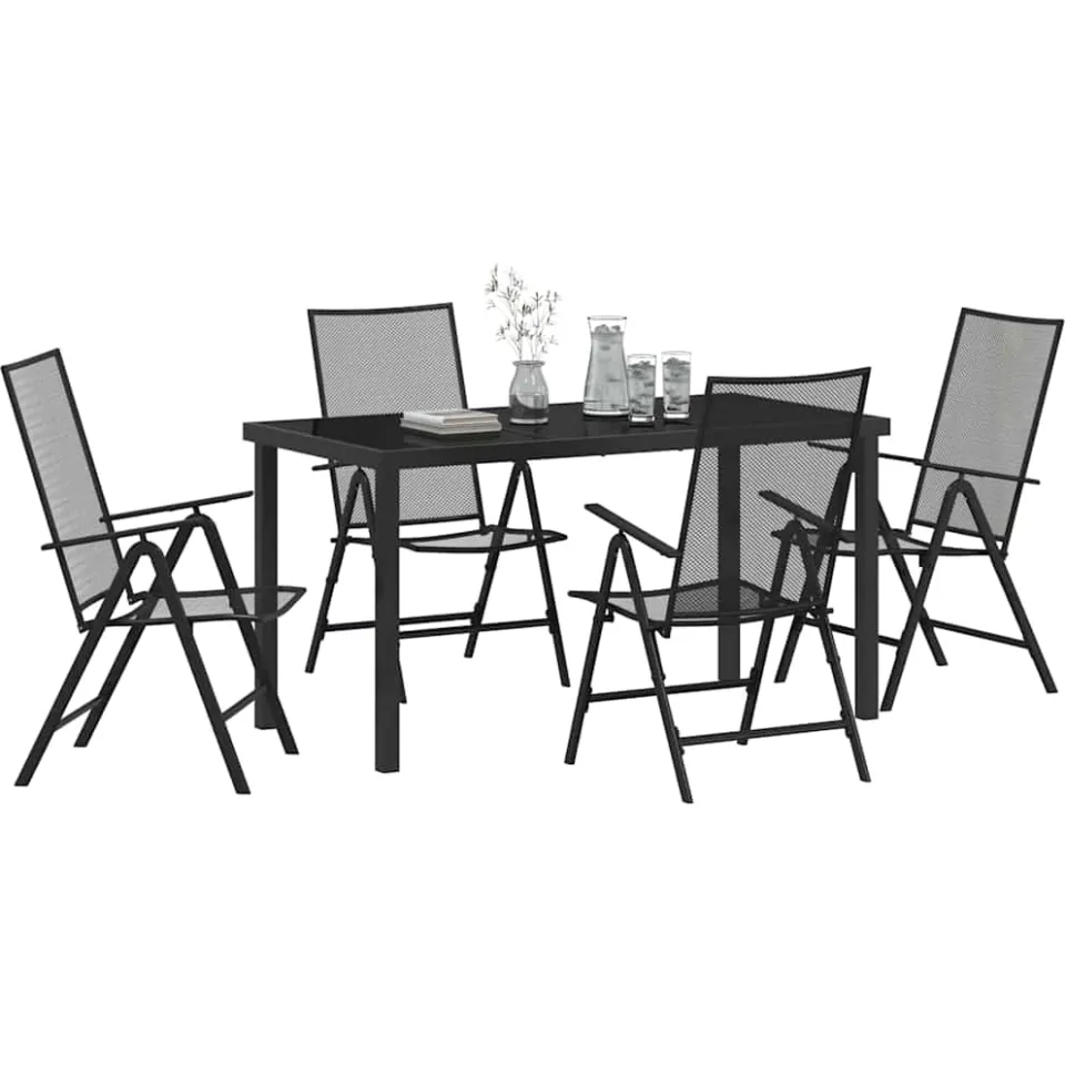 vidaXL Tuin eettafelset 5 st Antraciet Gepoedercoat staal, foto 2