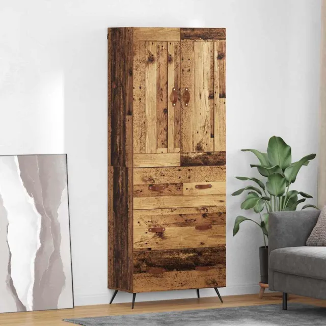 vidaXL Highboard Oud Hout 69,5 x 34 x 180 cm Bewerkt hout Bruin