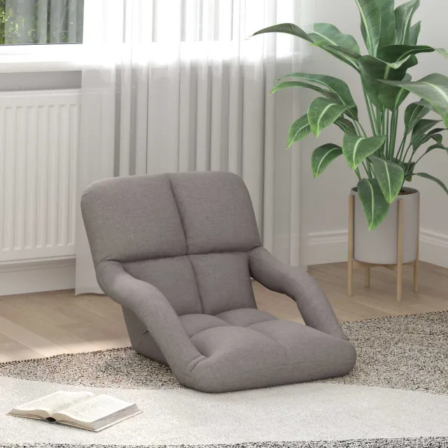 vidaXL Verstelbare vloerstoel met armleuning 5 Posities Taupe Stof, foto 2