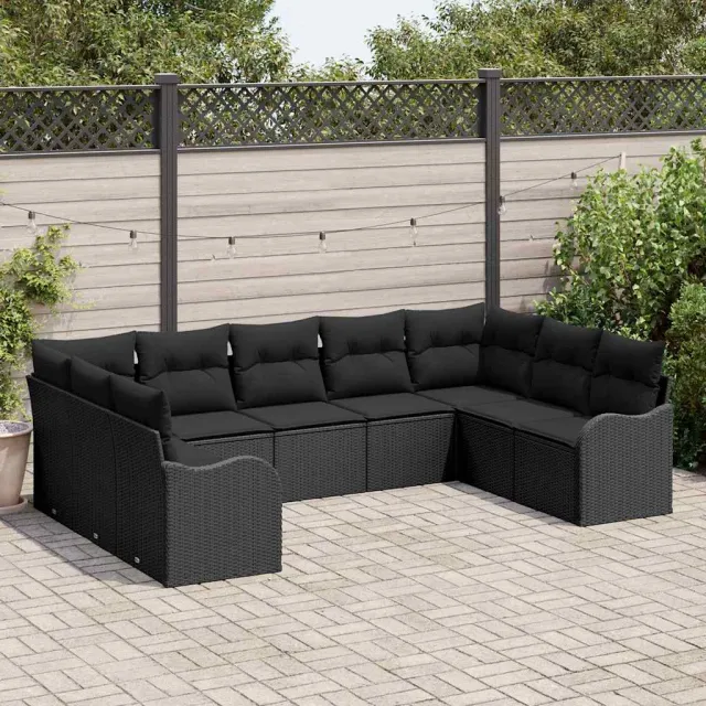 vidaXL Tuin Sofa Set 9 st Zwart poly rattan, foto 2