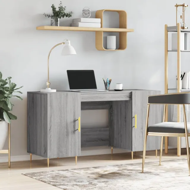 vidaXL Bureau 140x50x75 cm bewerkt hout grijs sonoma eikenkleurig, foto 2