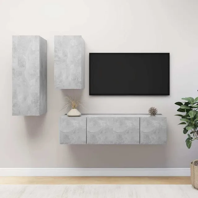 vidaXL 4-delige Tv-meubelset bewerkt hout betongrijs grijs, foto 2