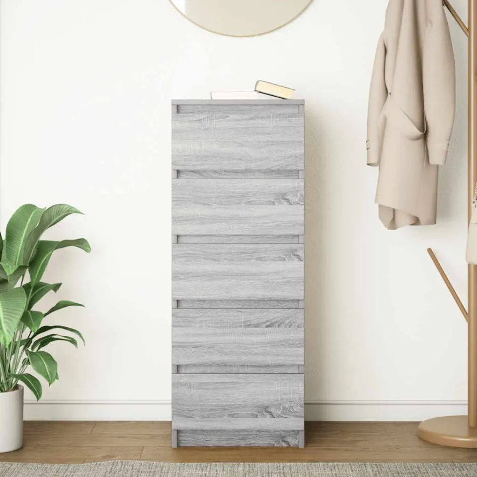 vidaXL Dressoir met lades 37,5x35x99 cm spaanplaat grijs Sonoma, foto 3