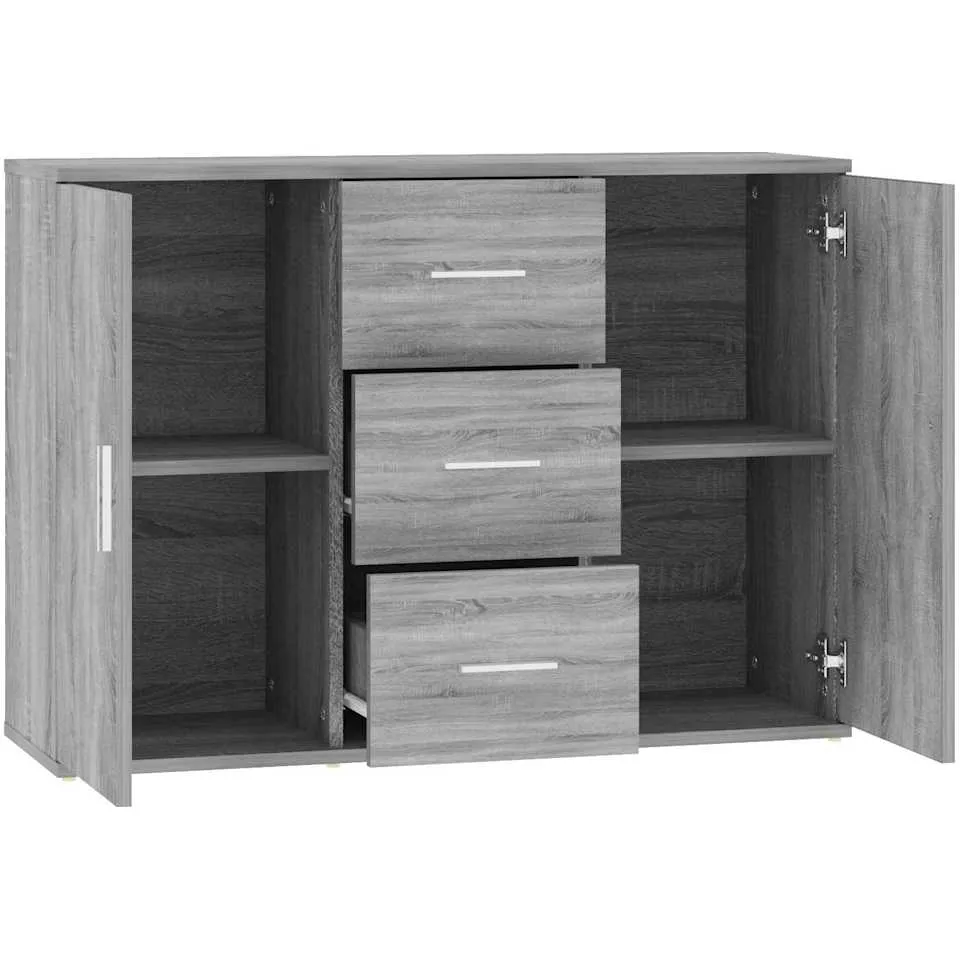 vidaXL Dressoir 91x29,5x65 cm bewerkt hout grijs sonoma eikenkleurig, foto 4
