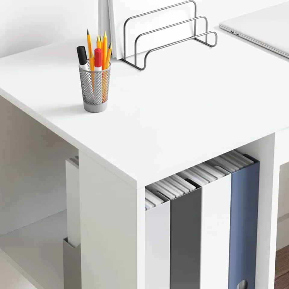 vidaXL Bureau Wit 130 x 50,5 x 75 cm Bewerkt hout, foto 4