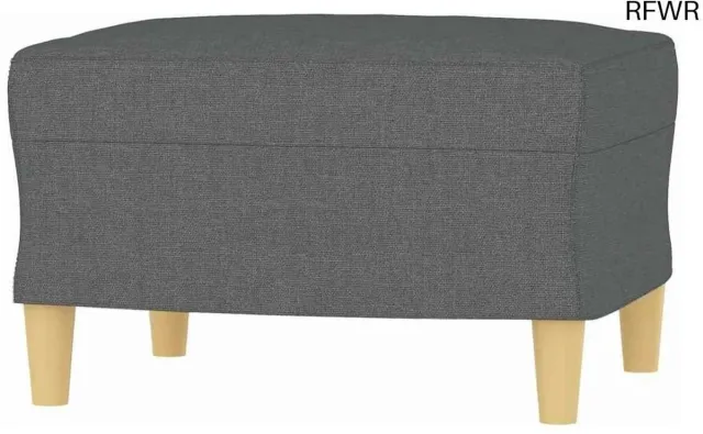 RFWR Moderne voetenbank 60x50x41 cm, stof donkergrijs, poef en zitkussen voor woonkamer