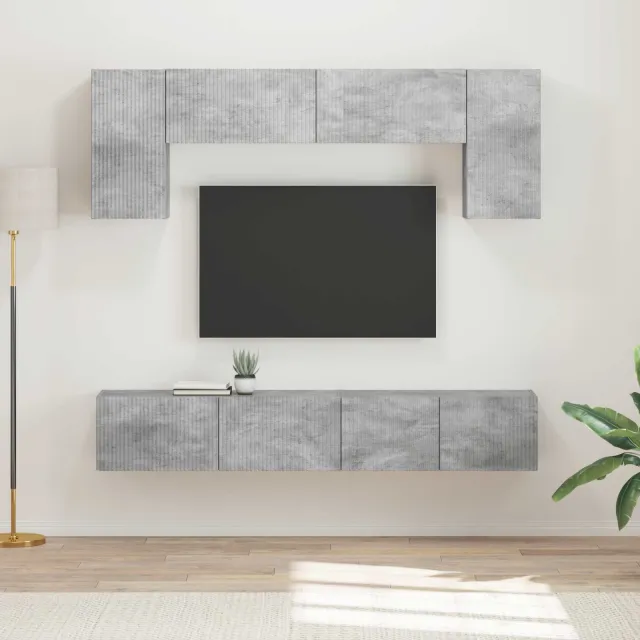 vidaXL Tv-meubelset 4 st Beton Grijs Bewerkt hout