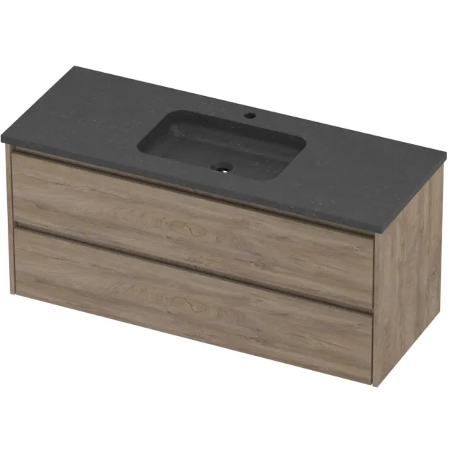 Proline Rollo Badmeubelset Hardsteen Elegant Midden 1 Gat 120x46x54 cm Blue Stone Raw Oak Eiken